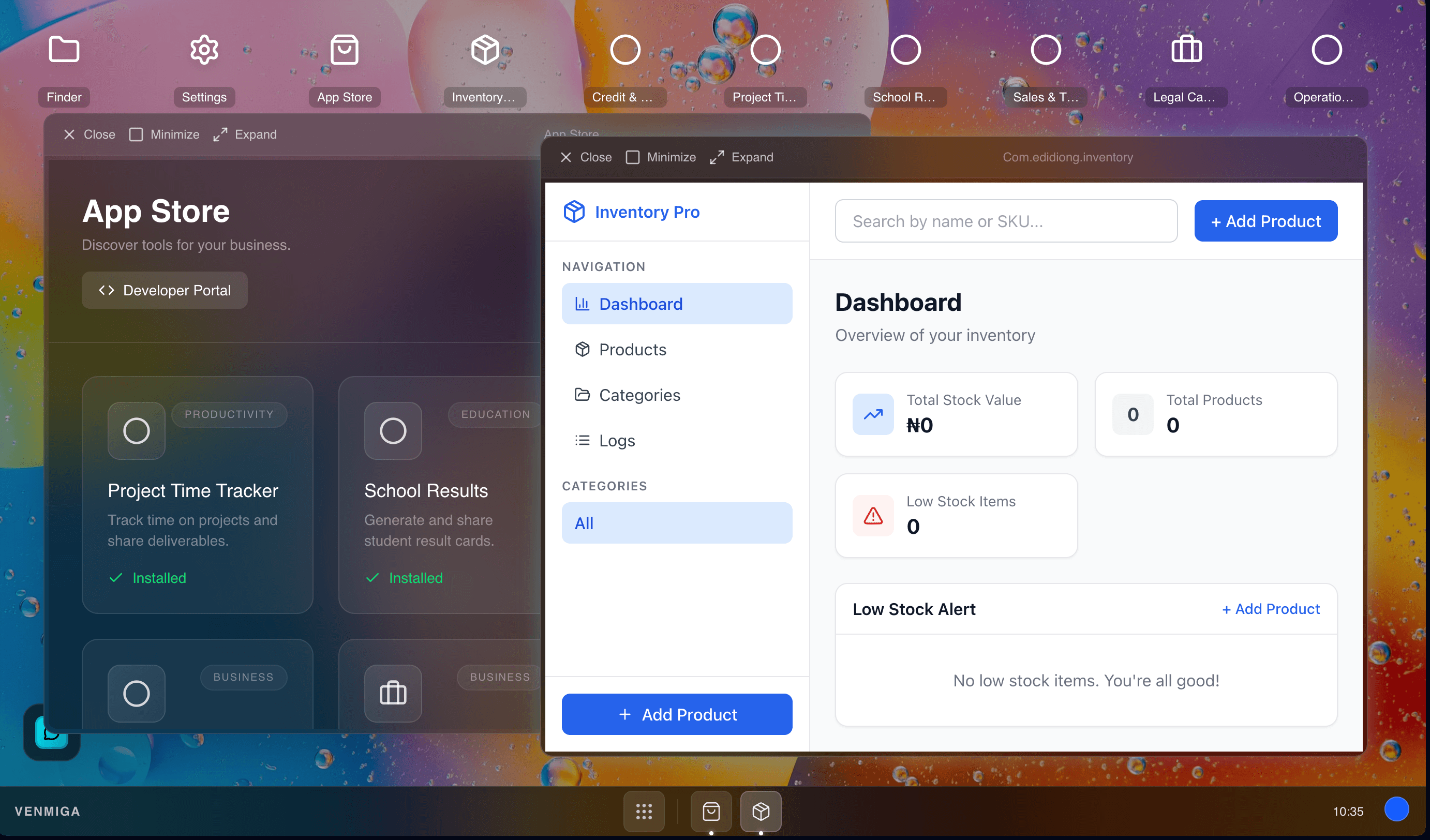 Venmiga OS Desktop - App Store and Inventory Pro