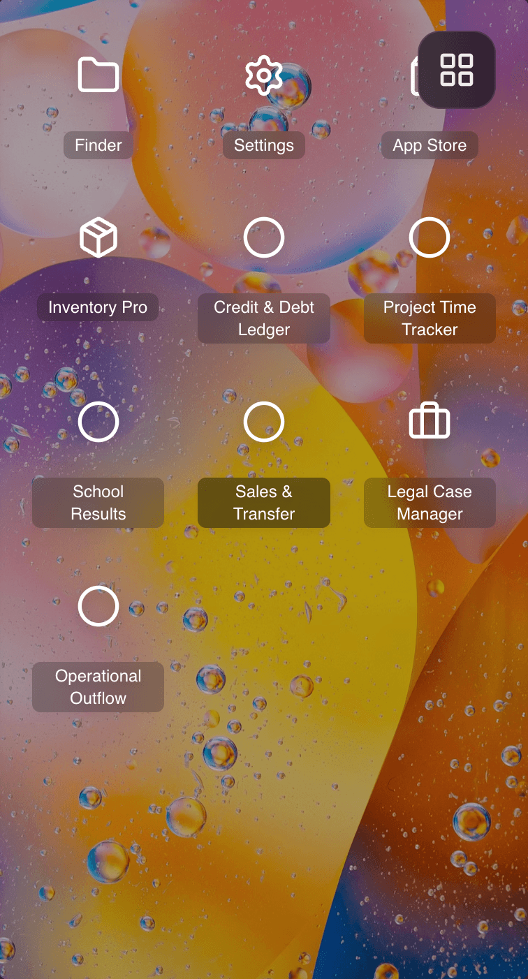 Venmiga OS Mobile - App grid